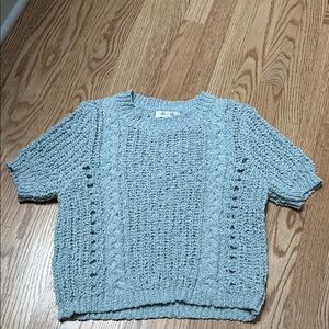 Gray Knit Short Sleeve Sweater